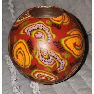 Vintage Collectible Candle Lifeline Round Ball Psychedelic Color Retro Y2k